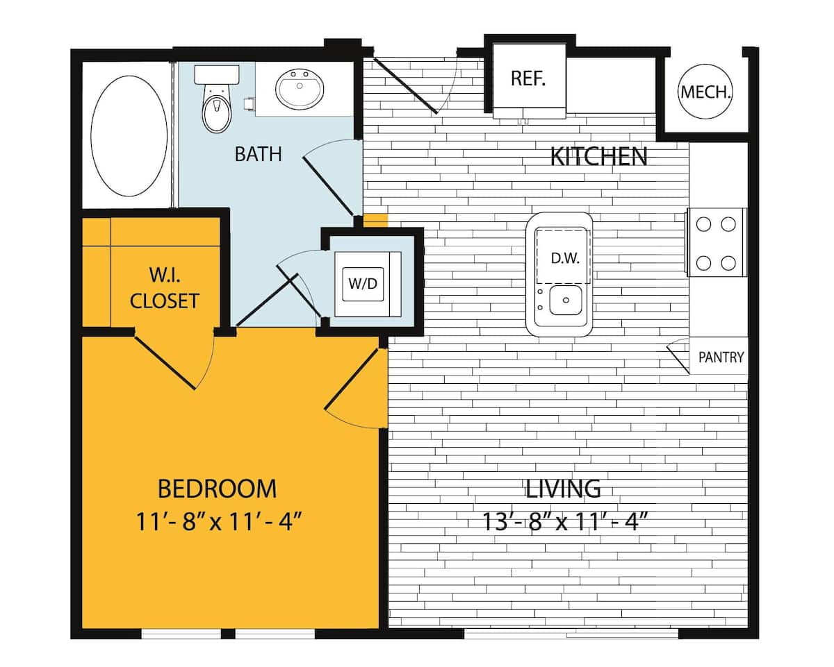 Floorplan diagram for A6, showing 1 bedroom