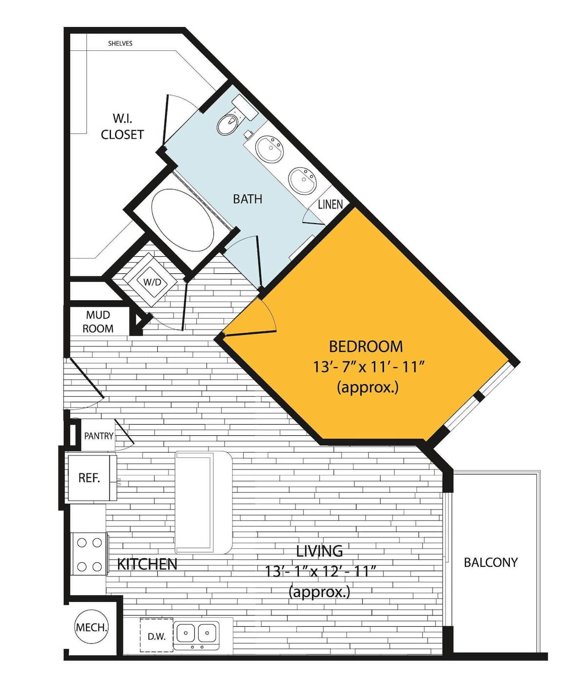 Floorplan diagram for A7, showing 1 bedroom