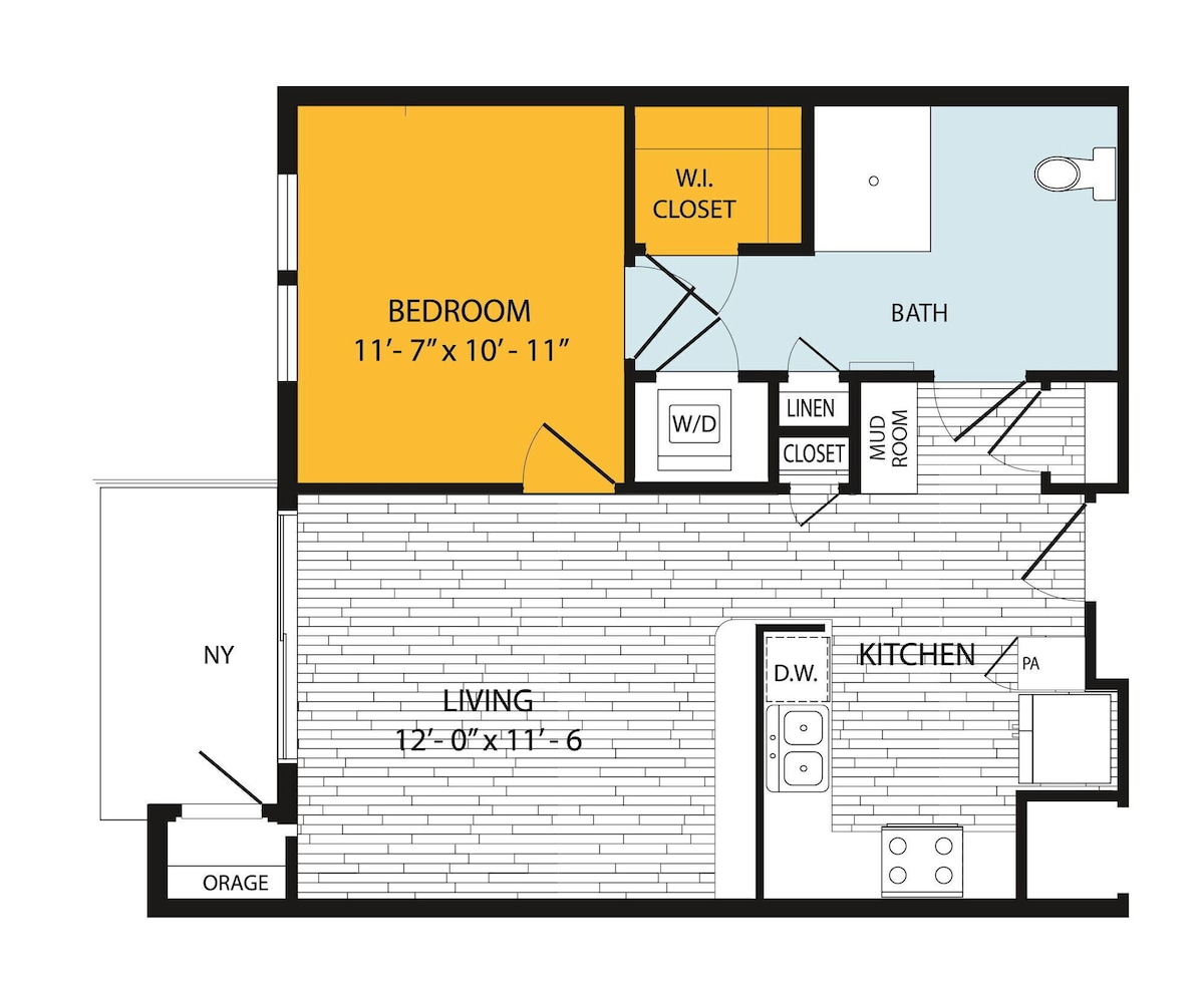 Floorplan diagram for A8, showing 1 bedroom