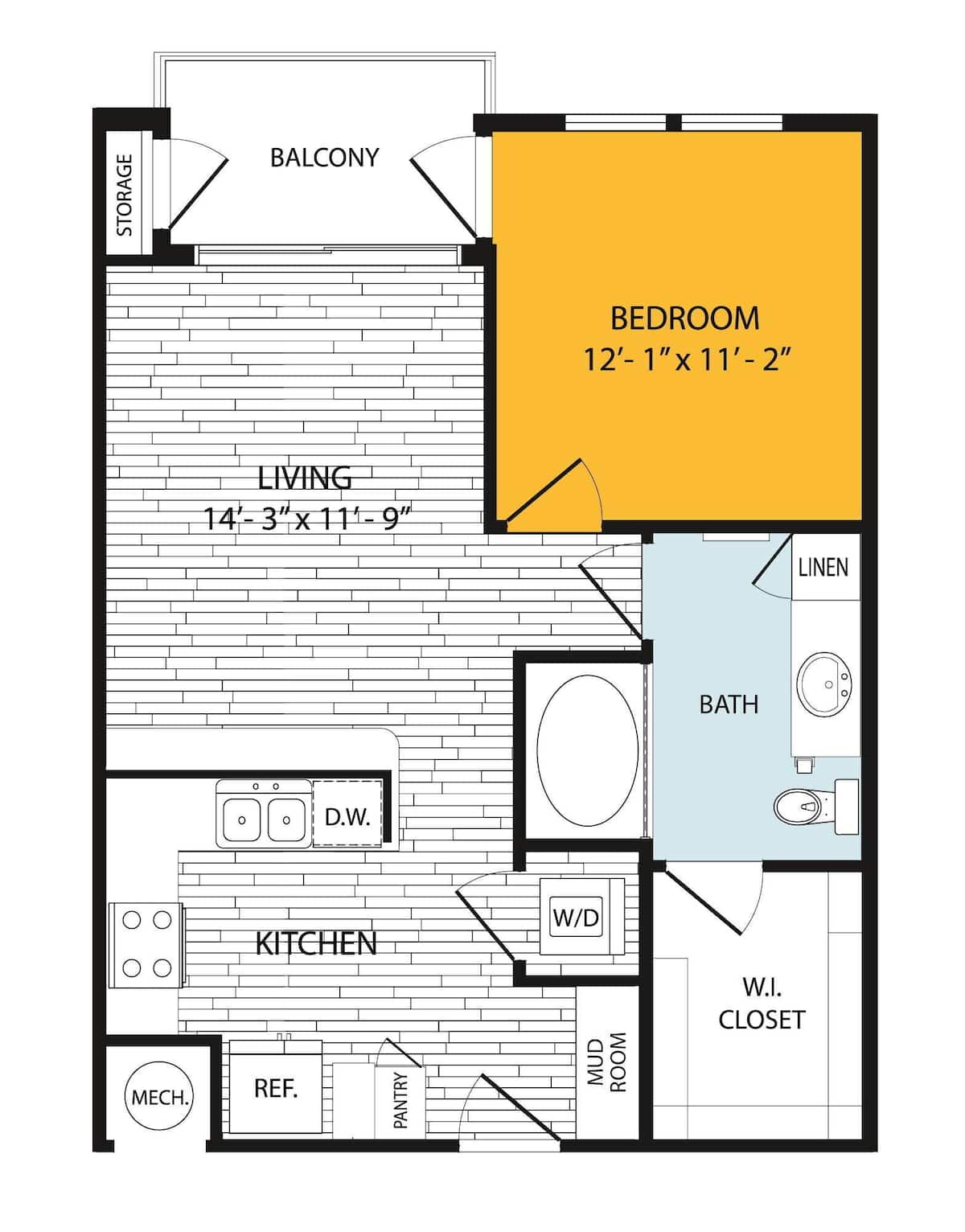 Floorplan diagram for A9, showing 1 bedroom