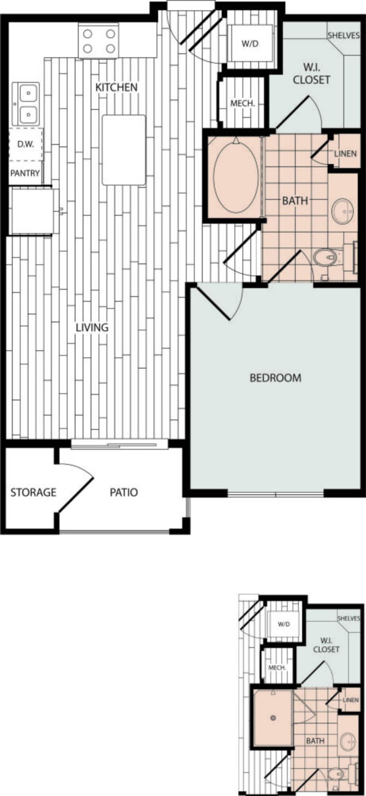 Floorplan diagram for A1, showing 1 bedroom
