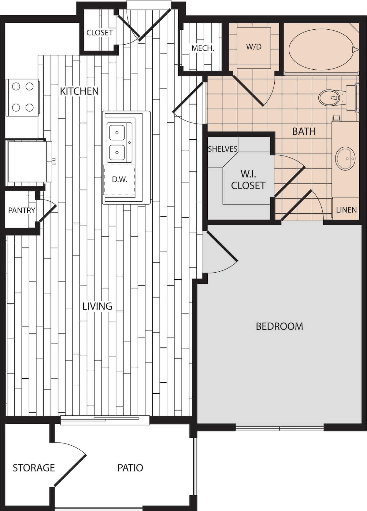 Floorplan diagram for A2, showing 1 bedroom
