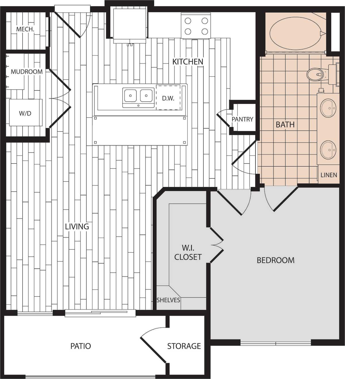 Floorplan diagram for A4, showing 1 bedroom