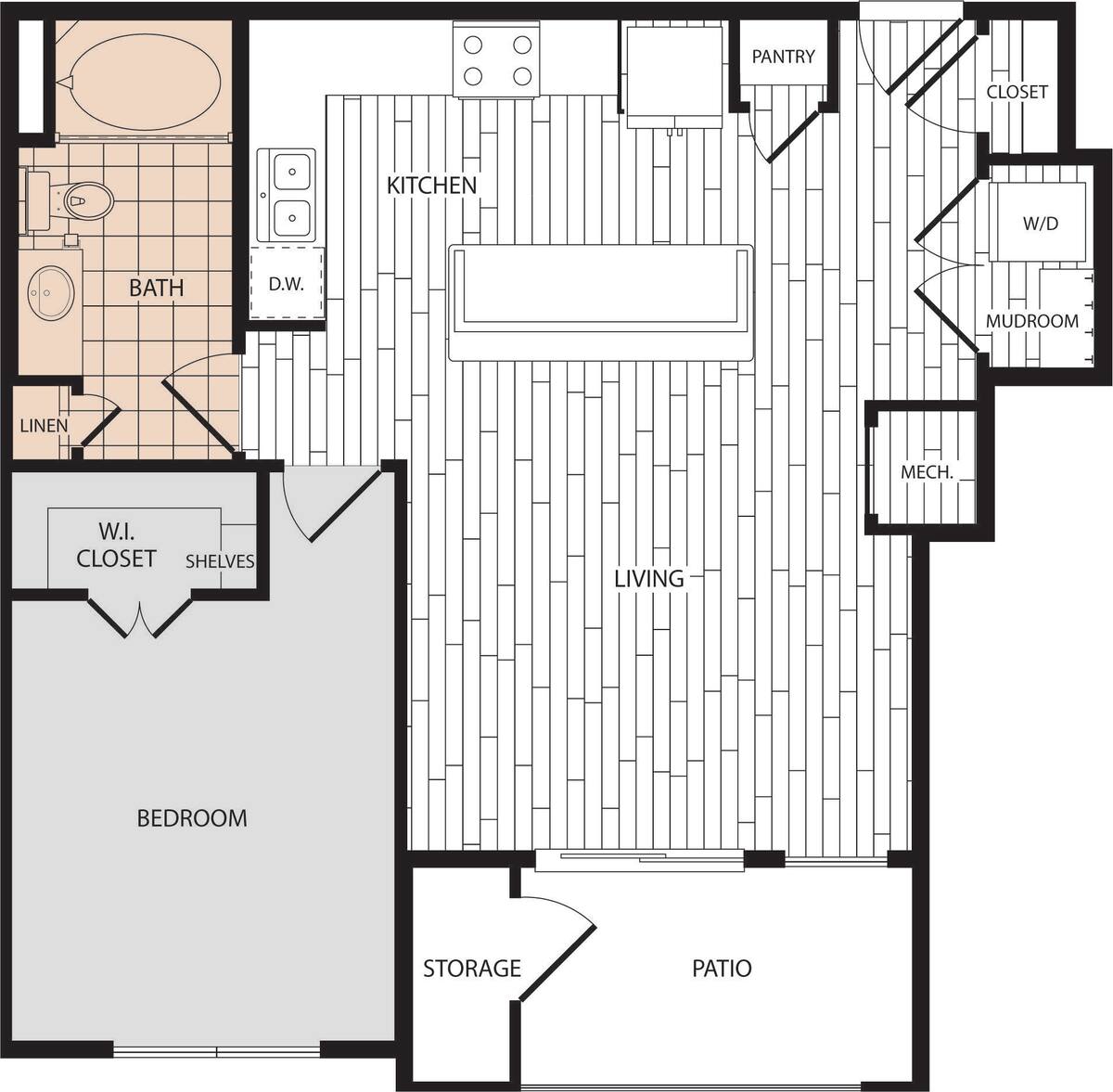 Floorplan diagram for A5, showing 1 bedroom