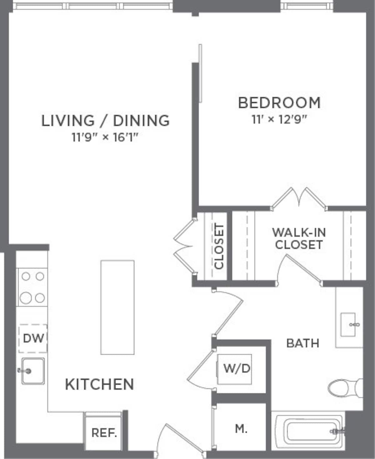 Floorplan diagram for A3, showing 1 bedroom
