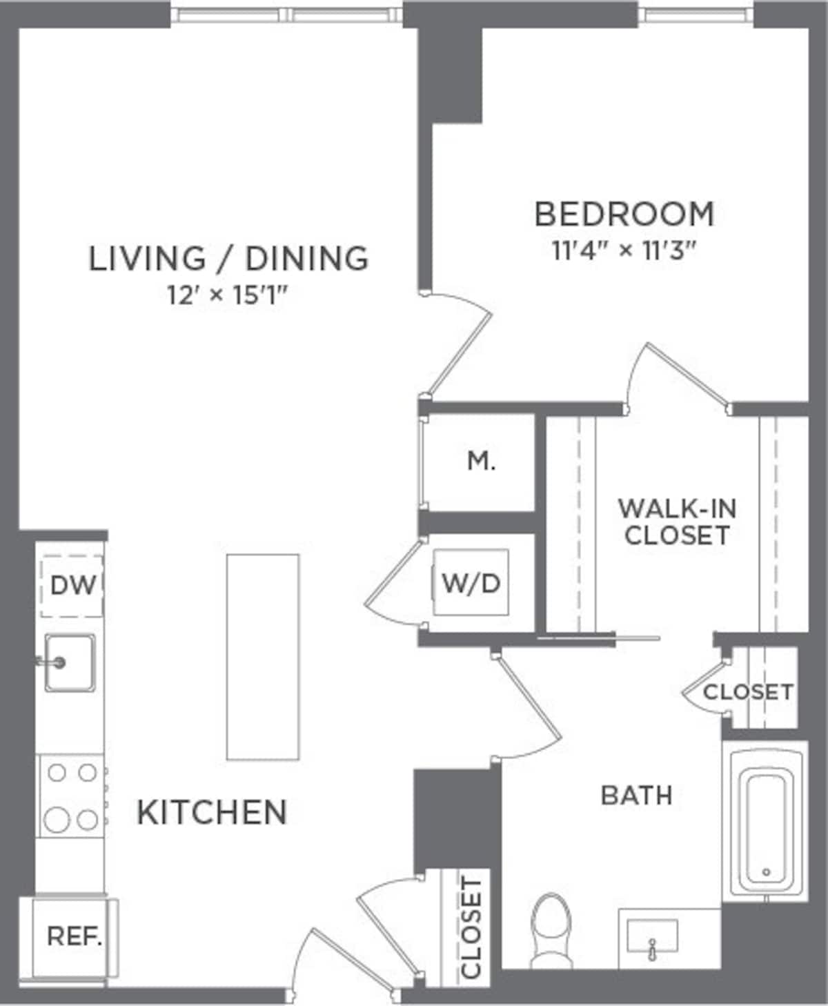 Floorplan diagram for A6, showing 1 bedroom