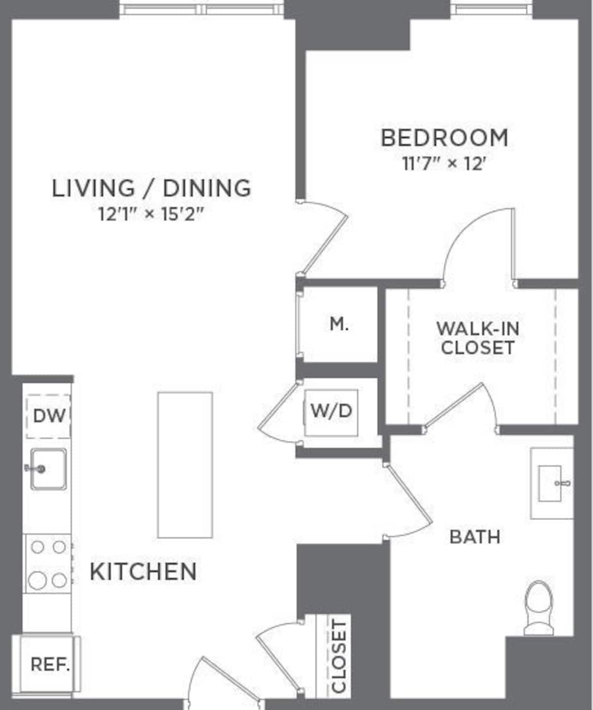 Floorplan diagram for A6A, showing 1 bedroom