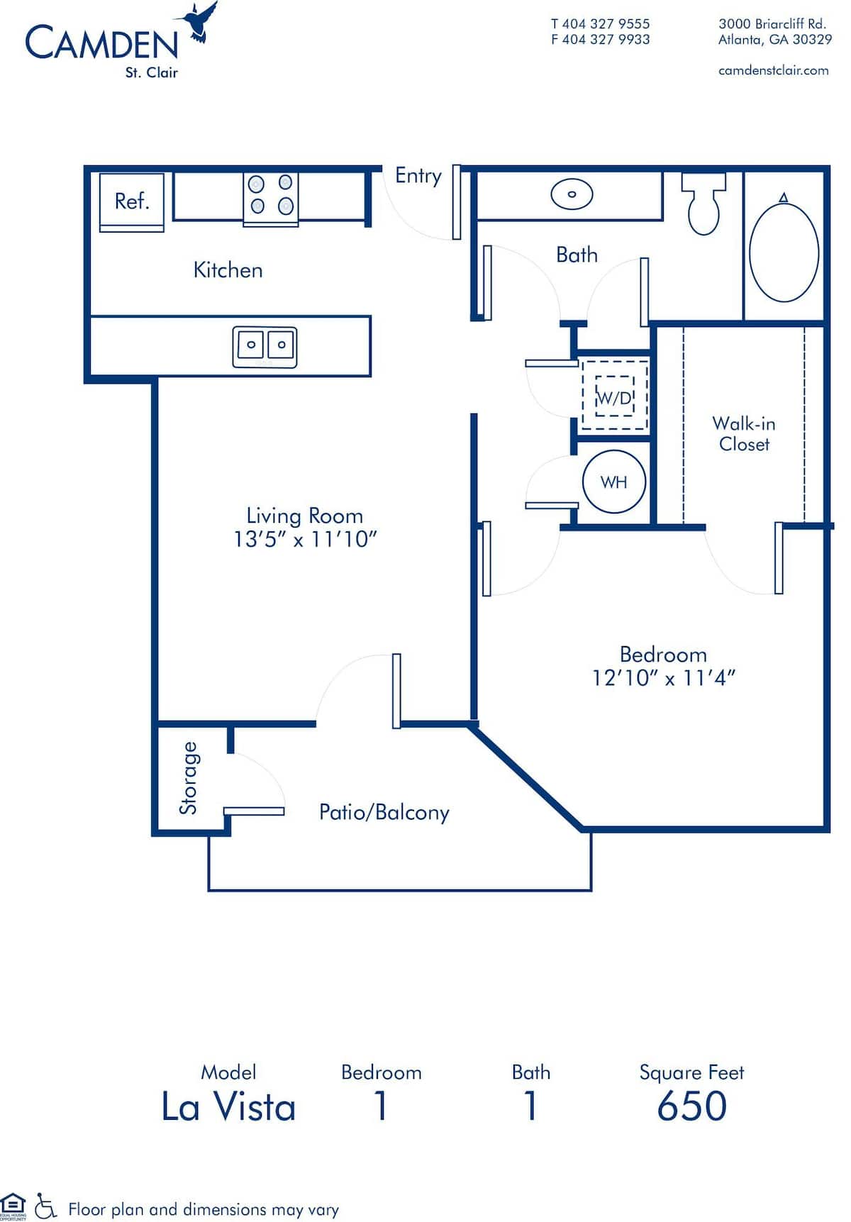 Floorplan diagram for LaVista, showing 1 bedroom