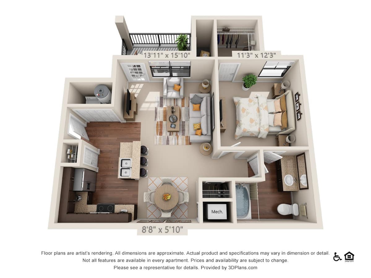 Floorplan diagram for A2, showing 1 bedroom
