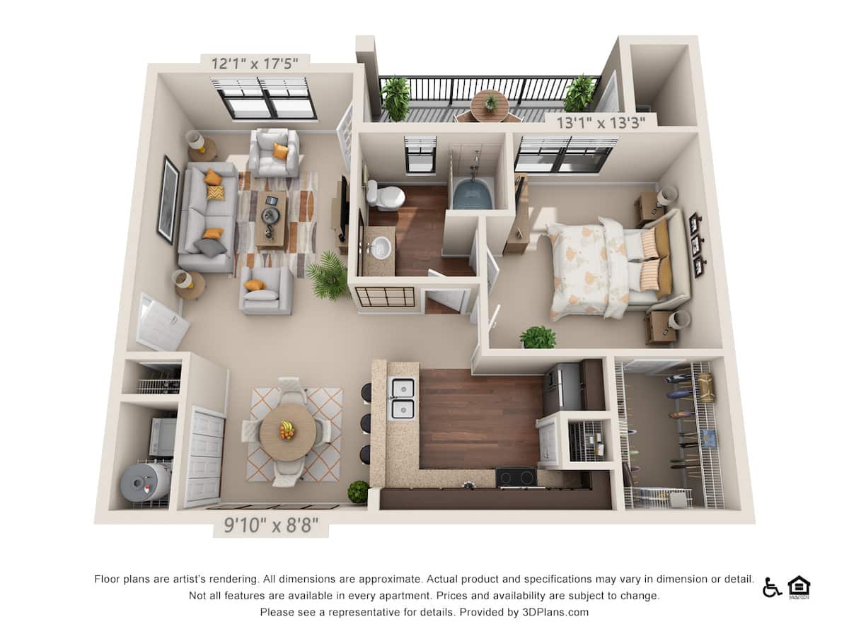 Floorplan diagram for A3, showing 1 bedroom