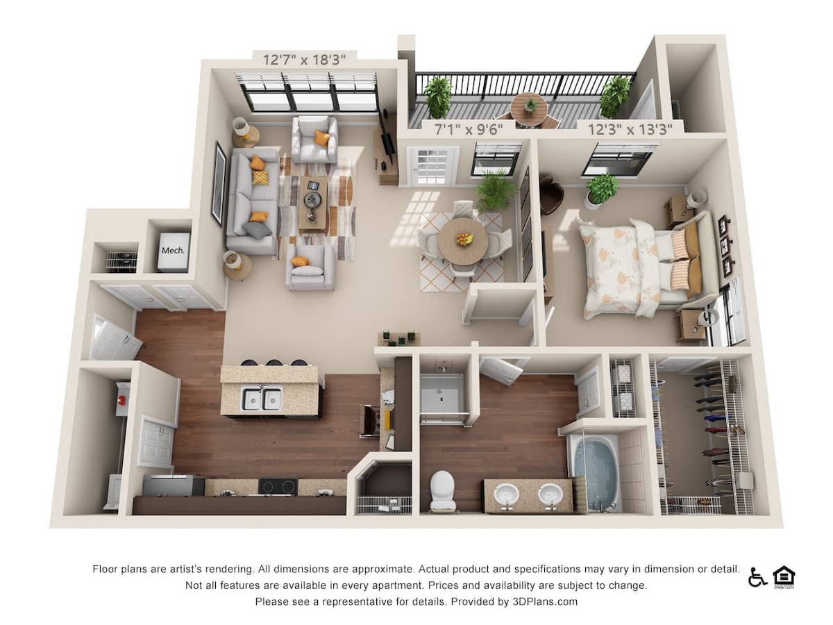 Floorplan diagram for A4c, showing 1 bedroom