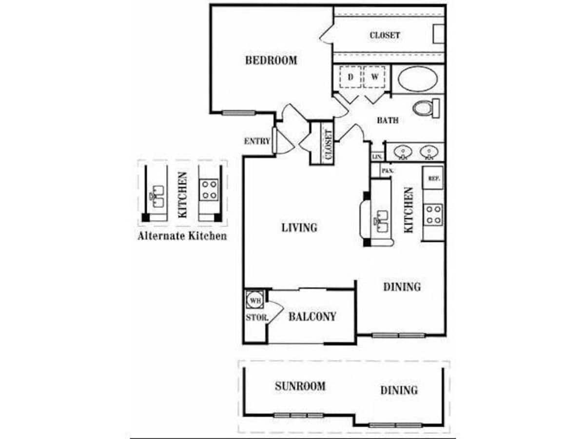 Floorplan diagram for B 1X1, showing 1 bedroom