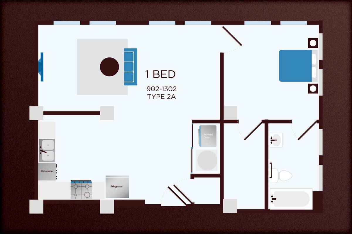 Floorplan diagram for 902-1302_Type B, showing 1 bedroom
