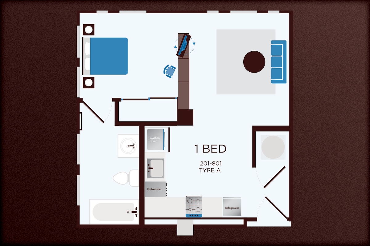 Grundrissdiagramm für 201 zeigt 1 Schlafzimmer