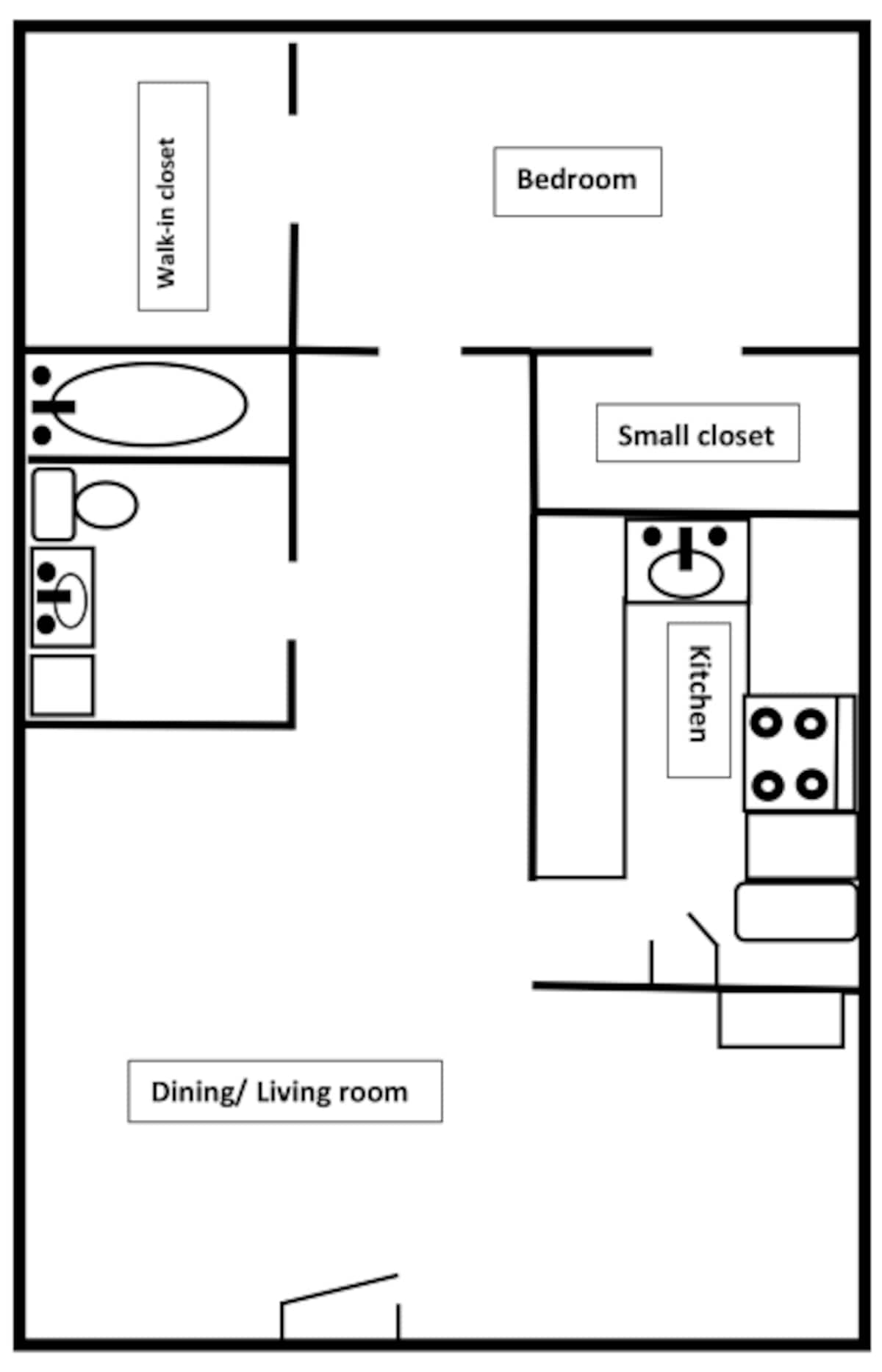 Floorplan diagram for 1x1, showing 1 bedroom