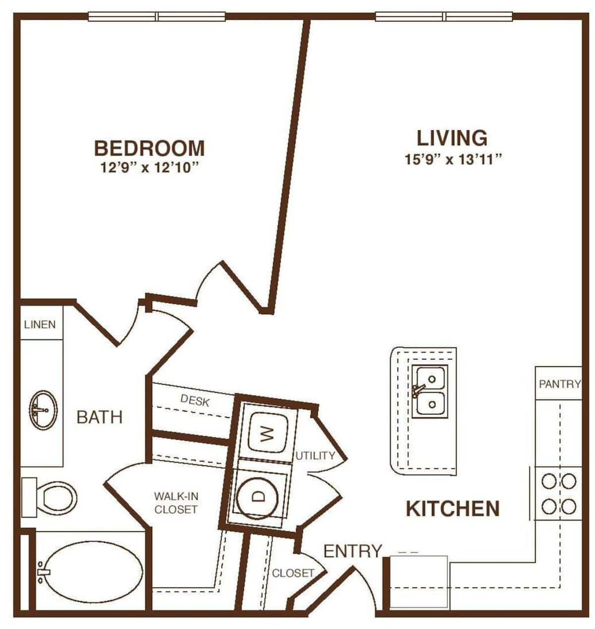 Floorplan diagram for The Mayfair, showing 1 bedroom