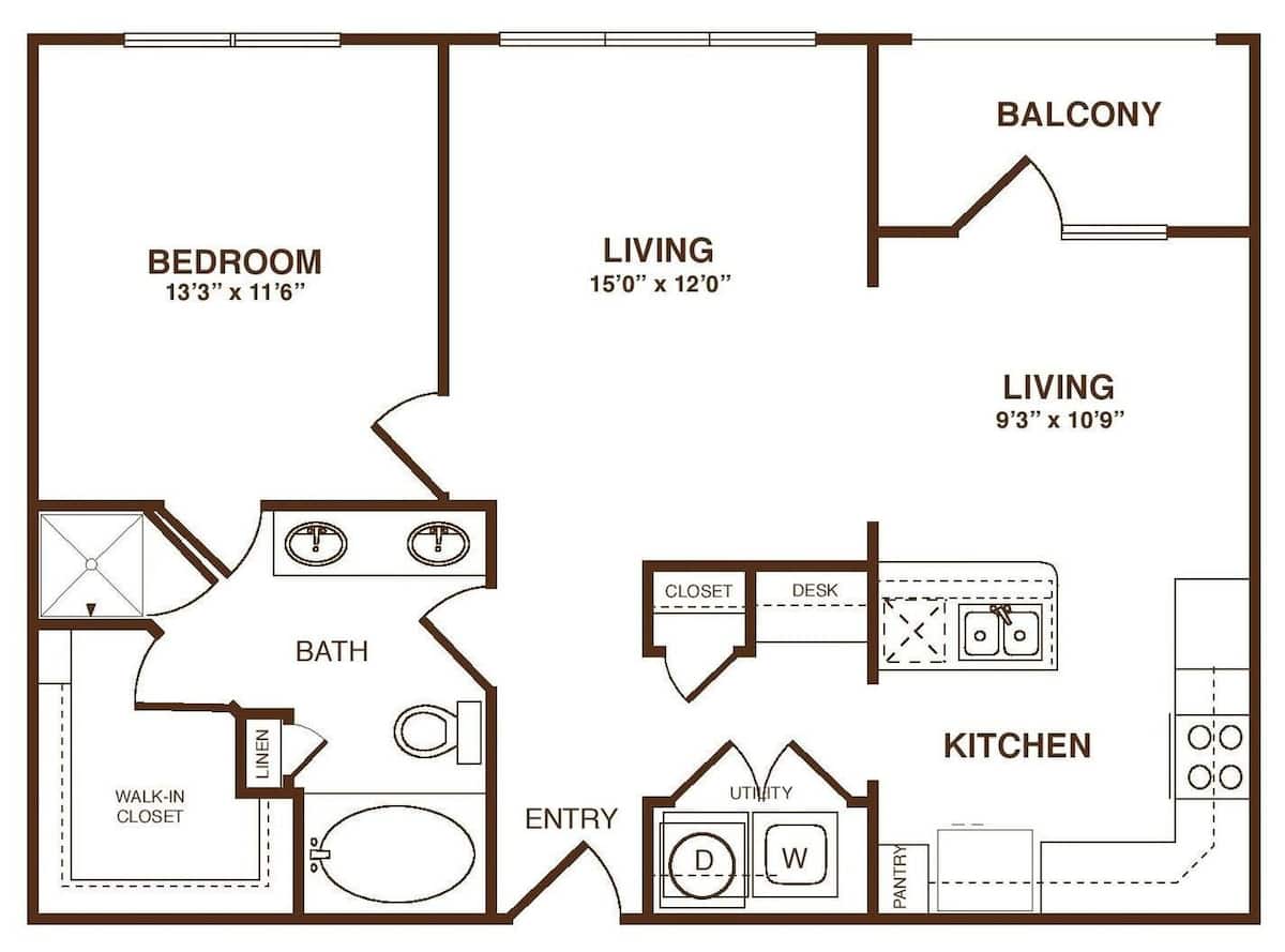 Floorplan diagram for The Langston, showing 1 bedroom