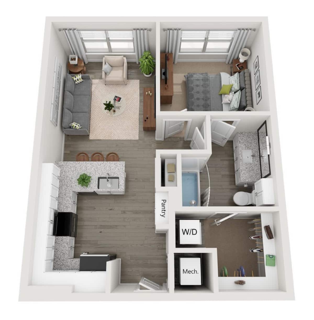 Floorplan diagram for A1, showing 1 bedroom