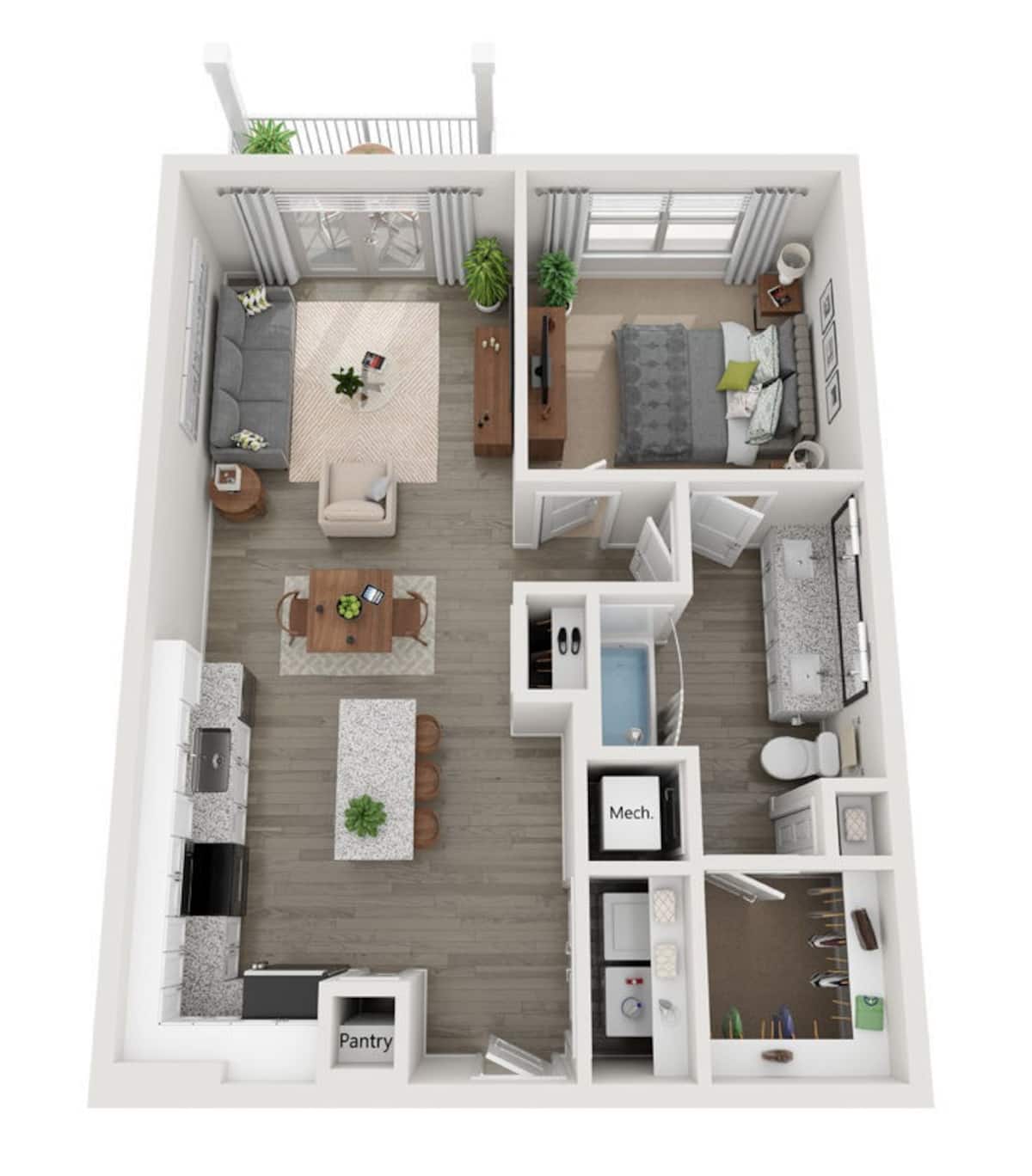 Floorplan diagram for A2 Patio, showing 1 bedroom