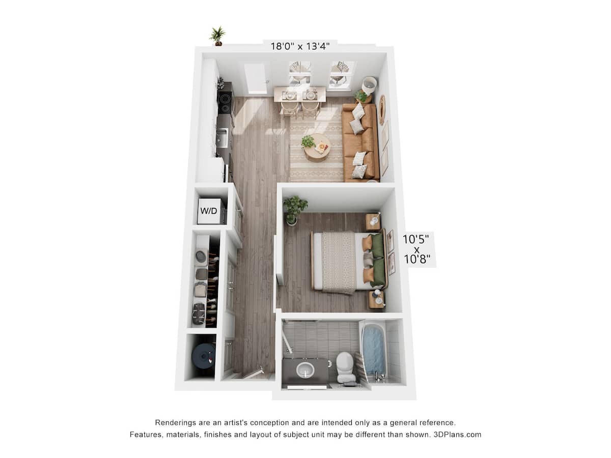 Floorplan diagram for Flex Studio, showing Studio