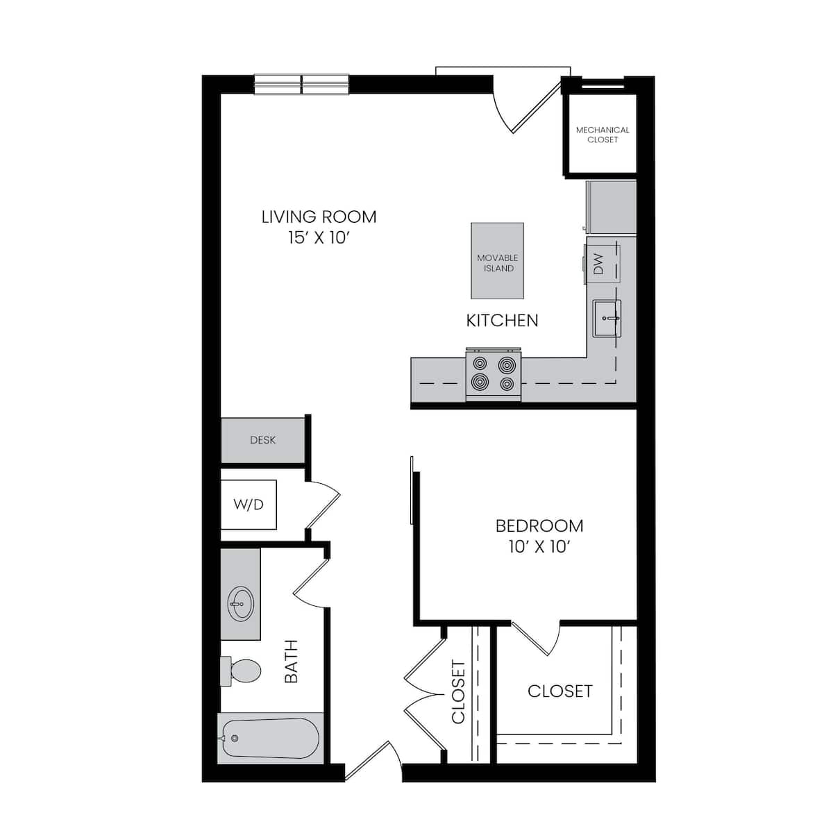 Floorplan diagram for A3, showing 1 bedroom