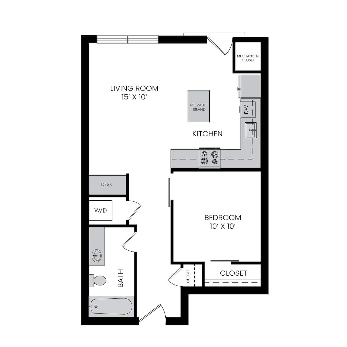 Floorplan diagram for A4, showing 1 bedroom