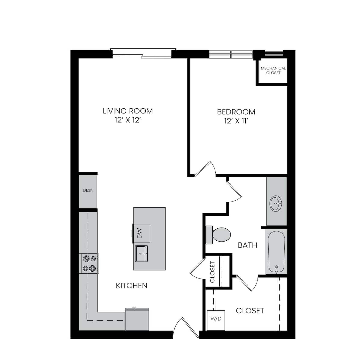 Floorplan diagram for A6, showing 1 bedroom