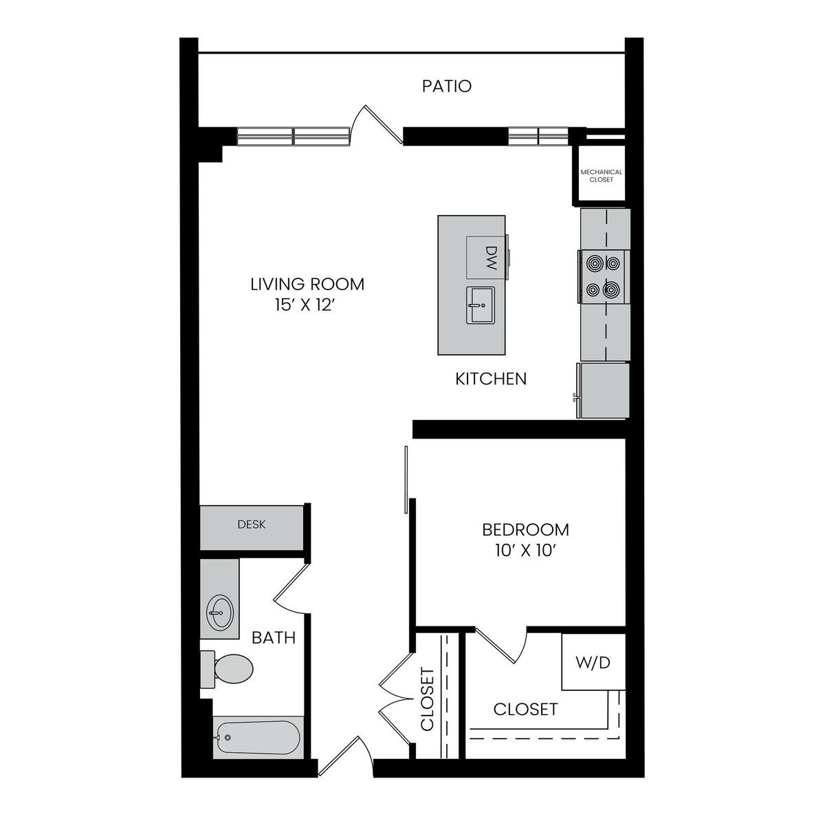 Floorplan diagram for A7, showing 1 bedroom