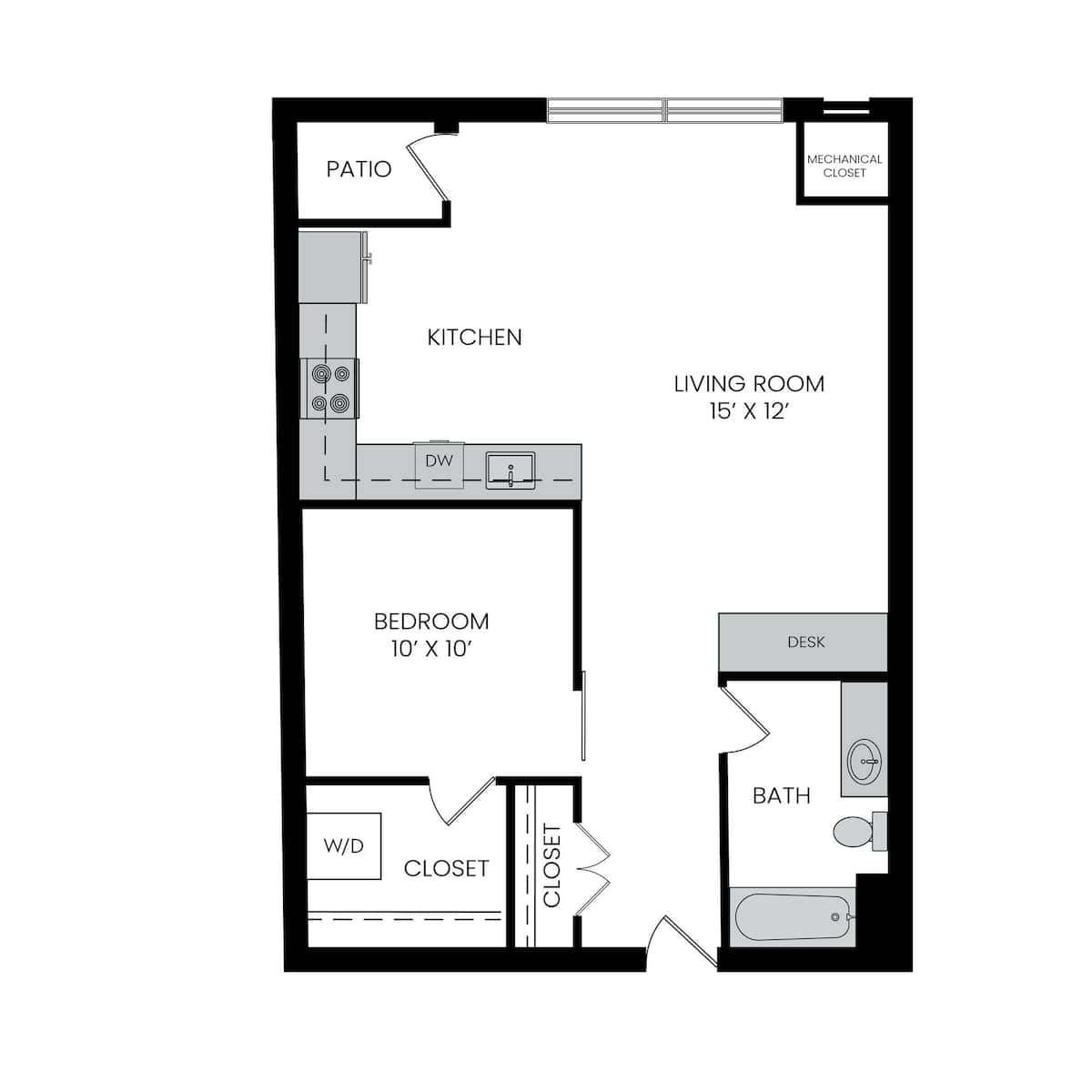 Floorplan diagram for A8, showing 1 bedroom