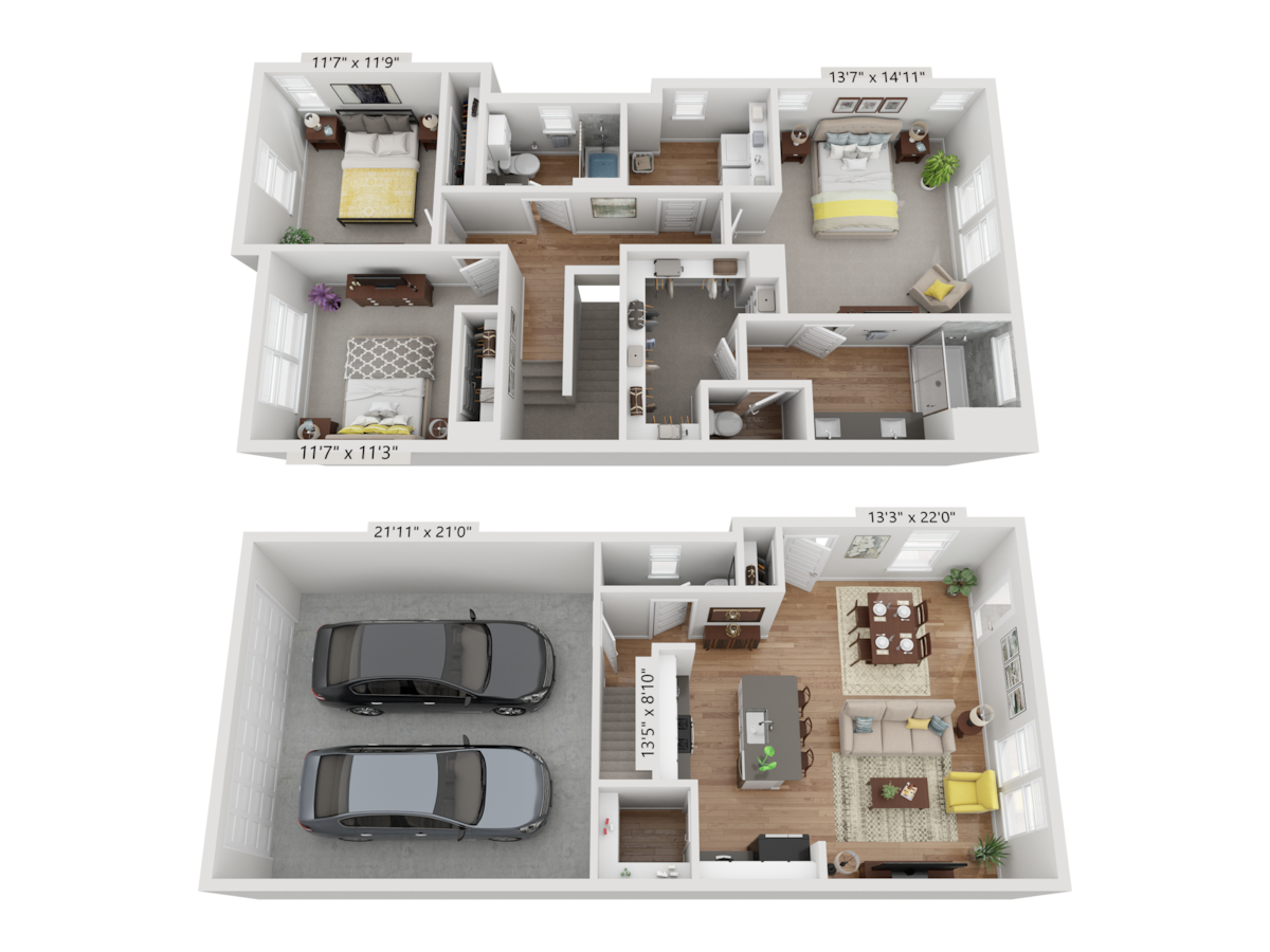 Floorplan diagram for H1, showing 3 bedroom