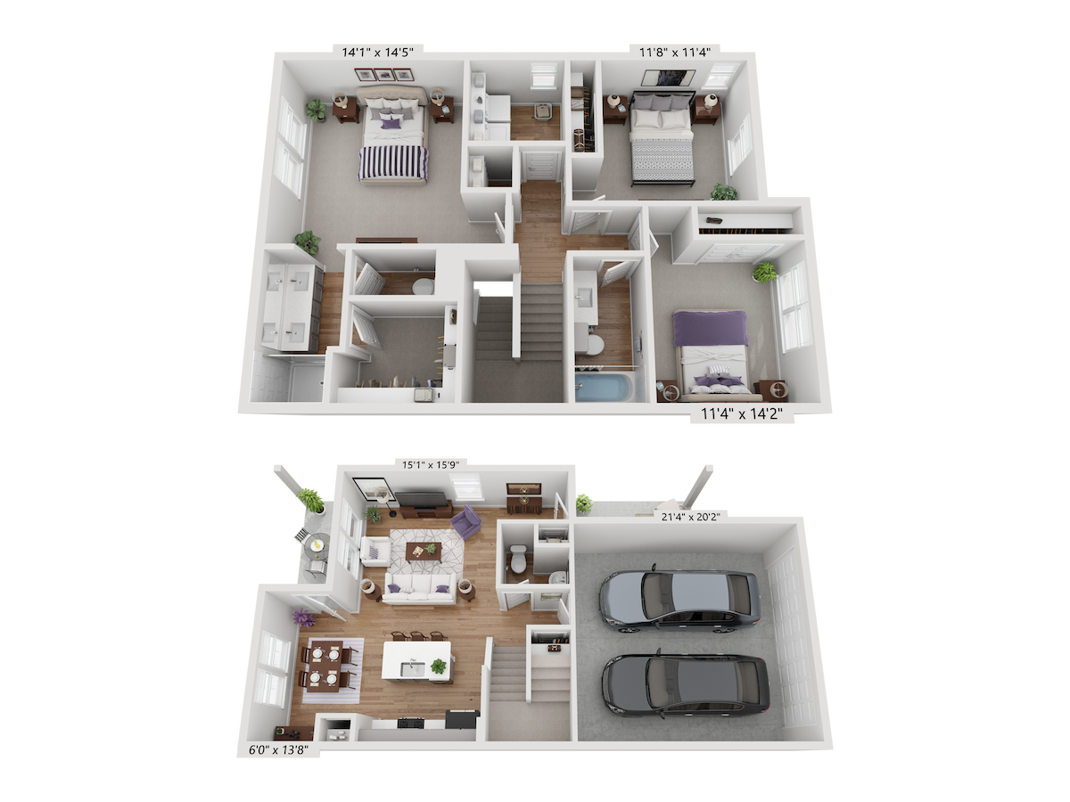 Floorplan diagram for H2, showing 3 bedroom