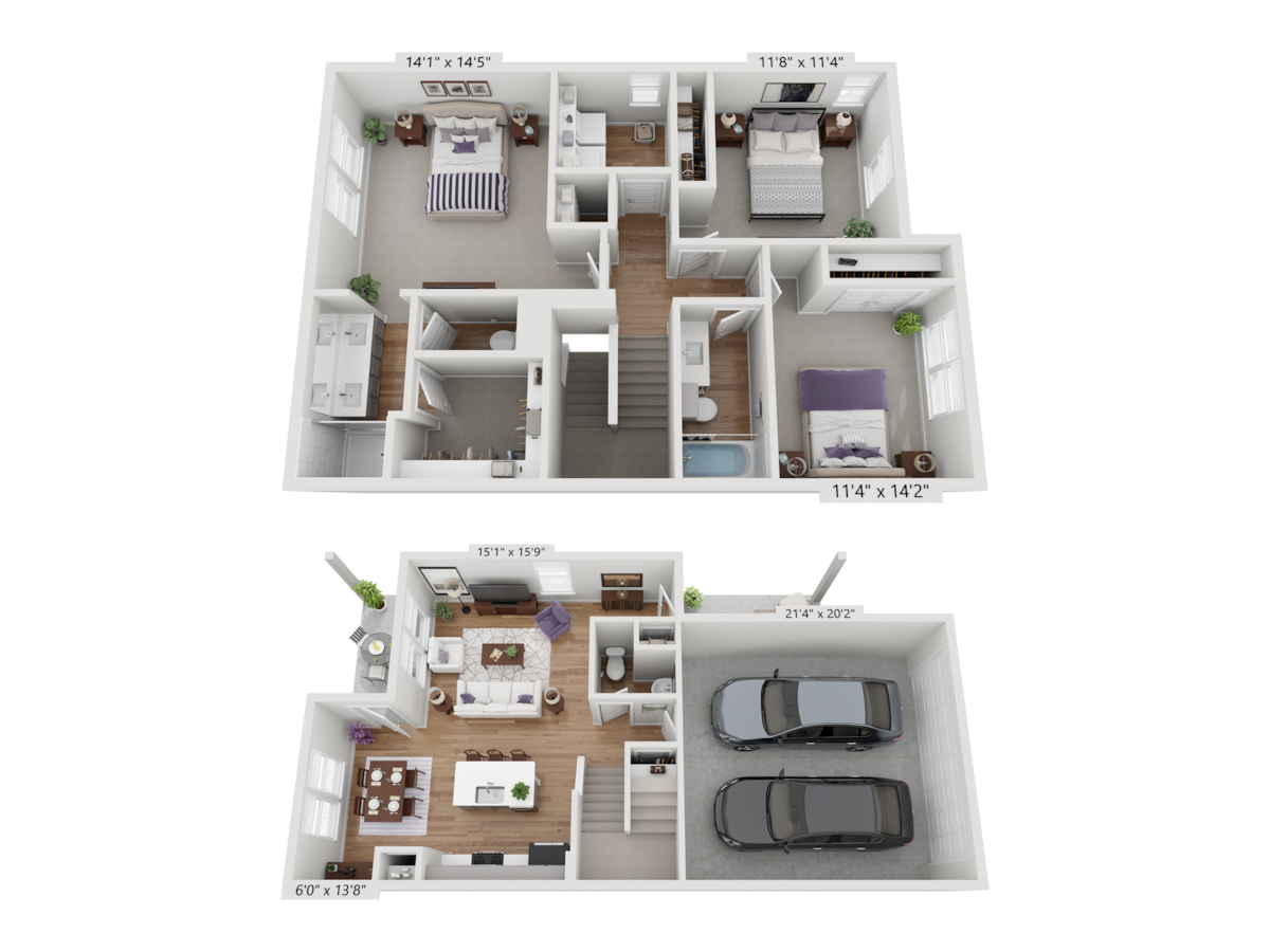 Floorplan diagram for H2, showing 3 bedroom