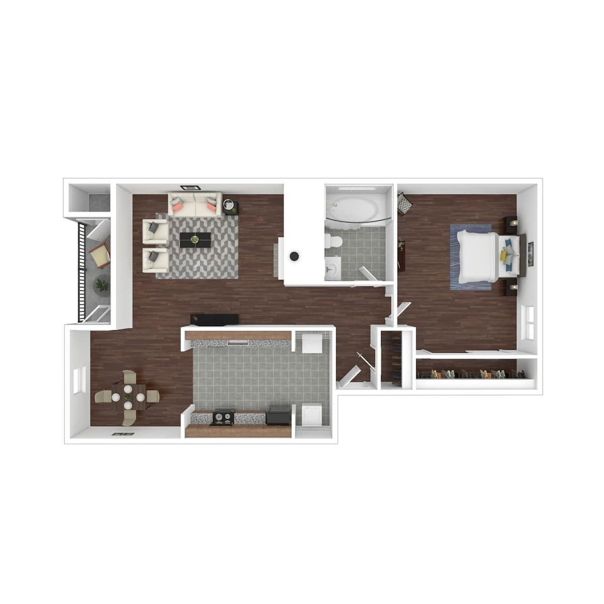 Floorplan diagram for Cascade, showing 1 bedroom