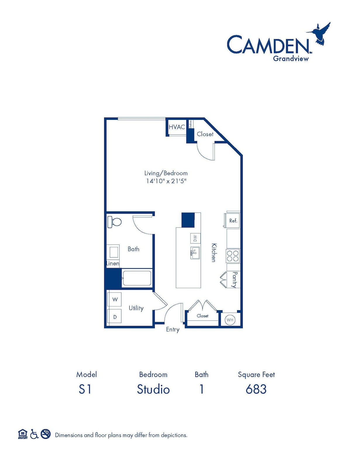 Floorplan diagram for S1, showing Studio