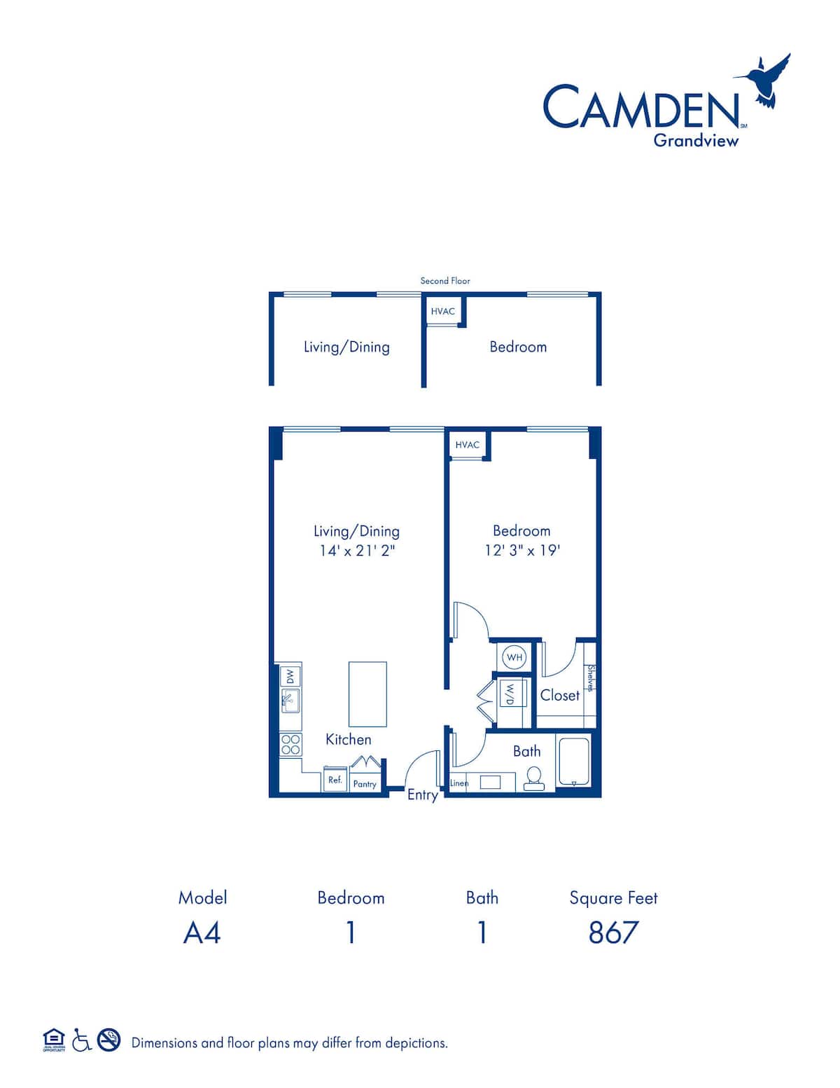 Floorplan diagram for A4, showing 1 bedroom