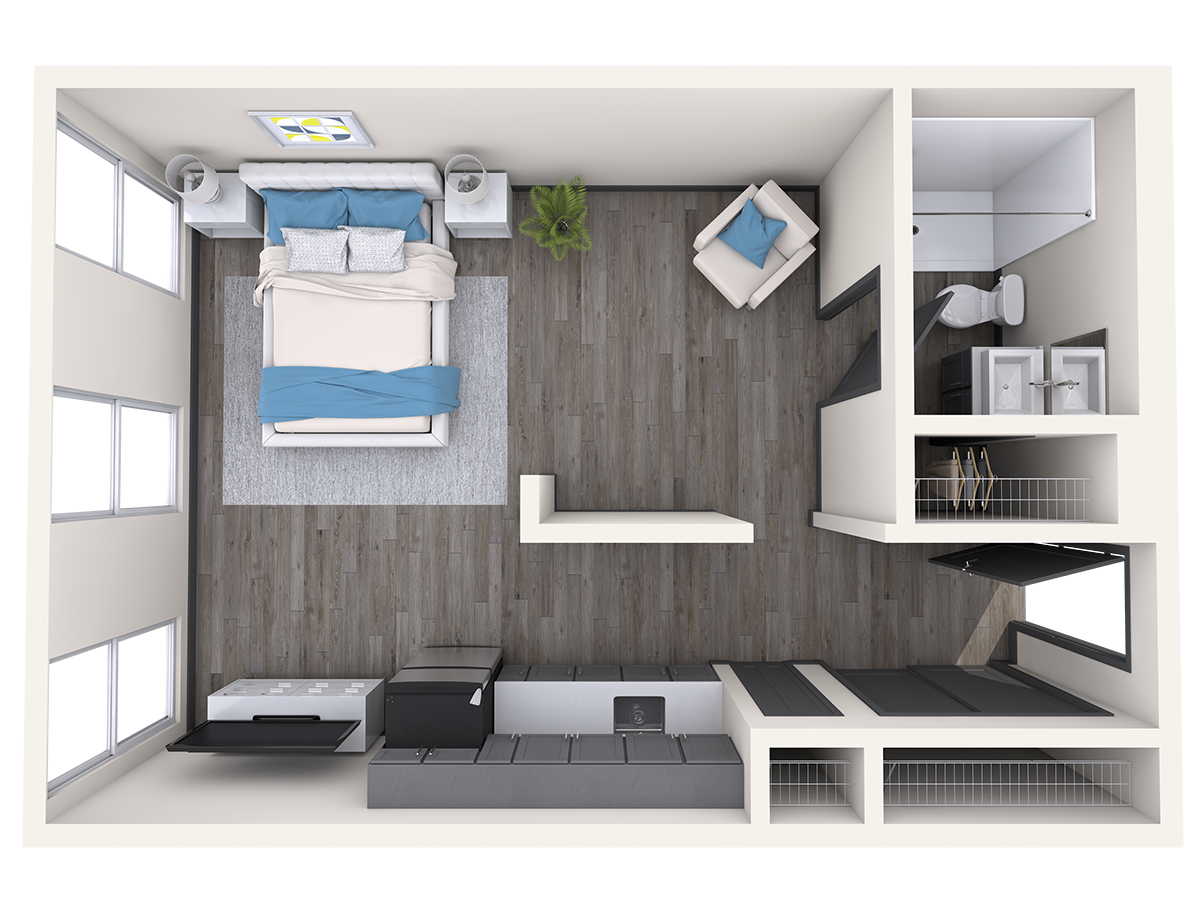 Floorplan diagram for Mission, showing Studio