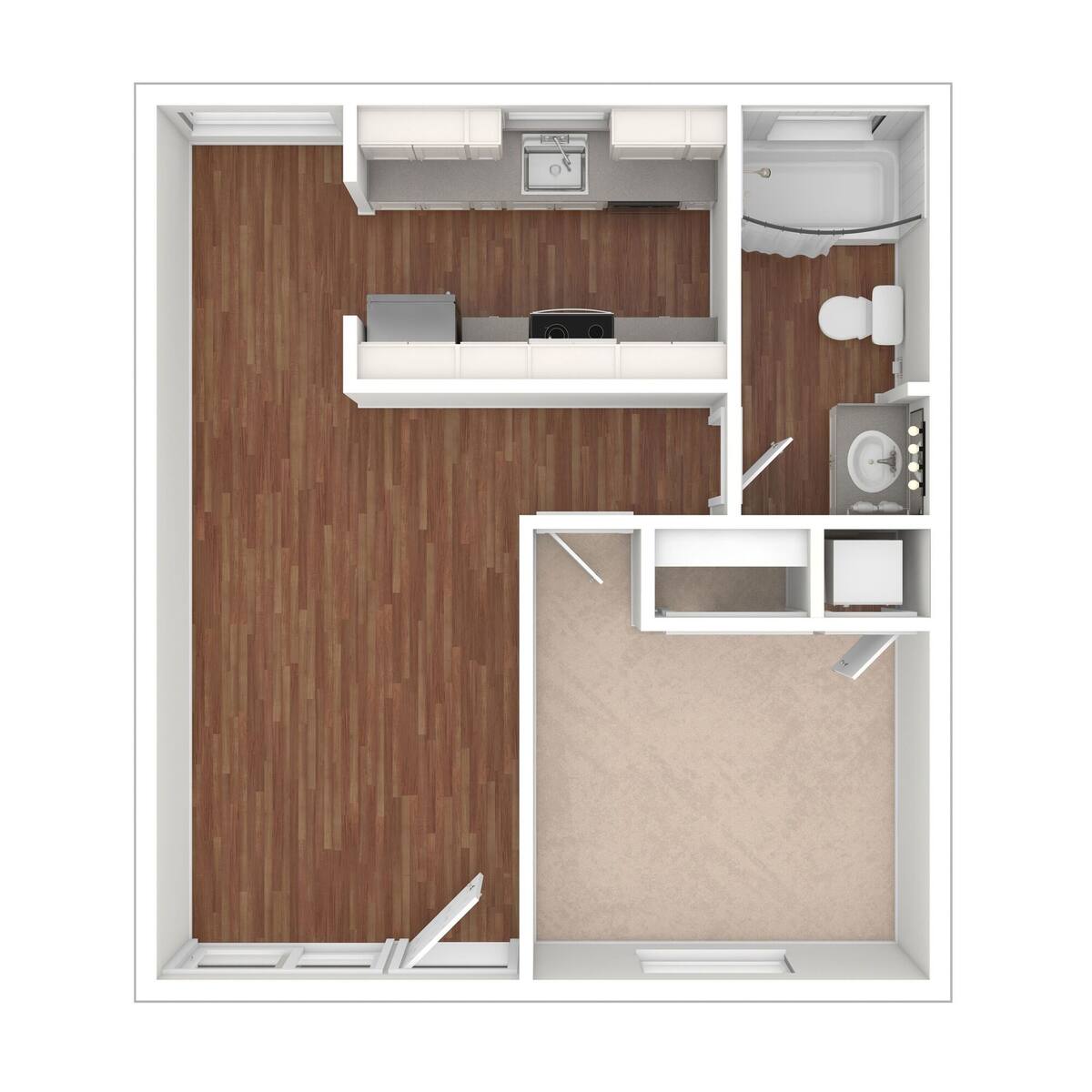 Floorplan diagram for Laurel, showing 1 bedroom