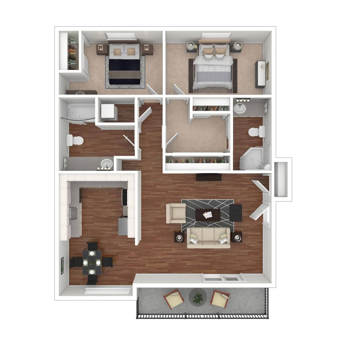 Floorplan diagram for Oak, showing 2 bedroom