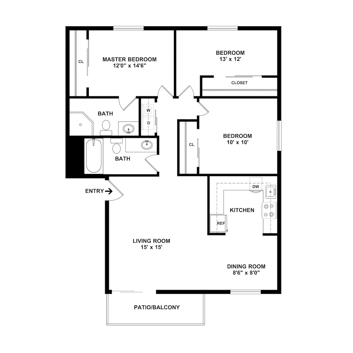 Floorplan diagram for Redwood, showing 3 bedroom