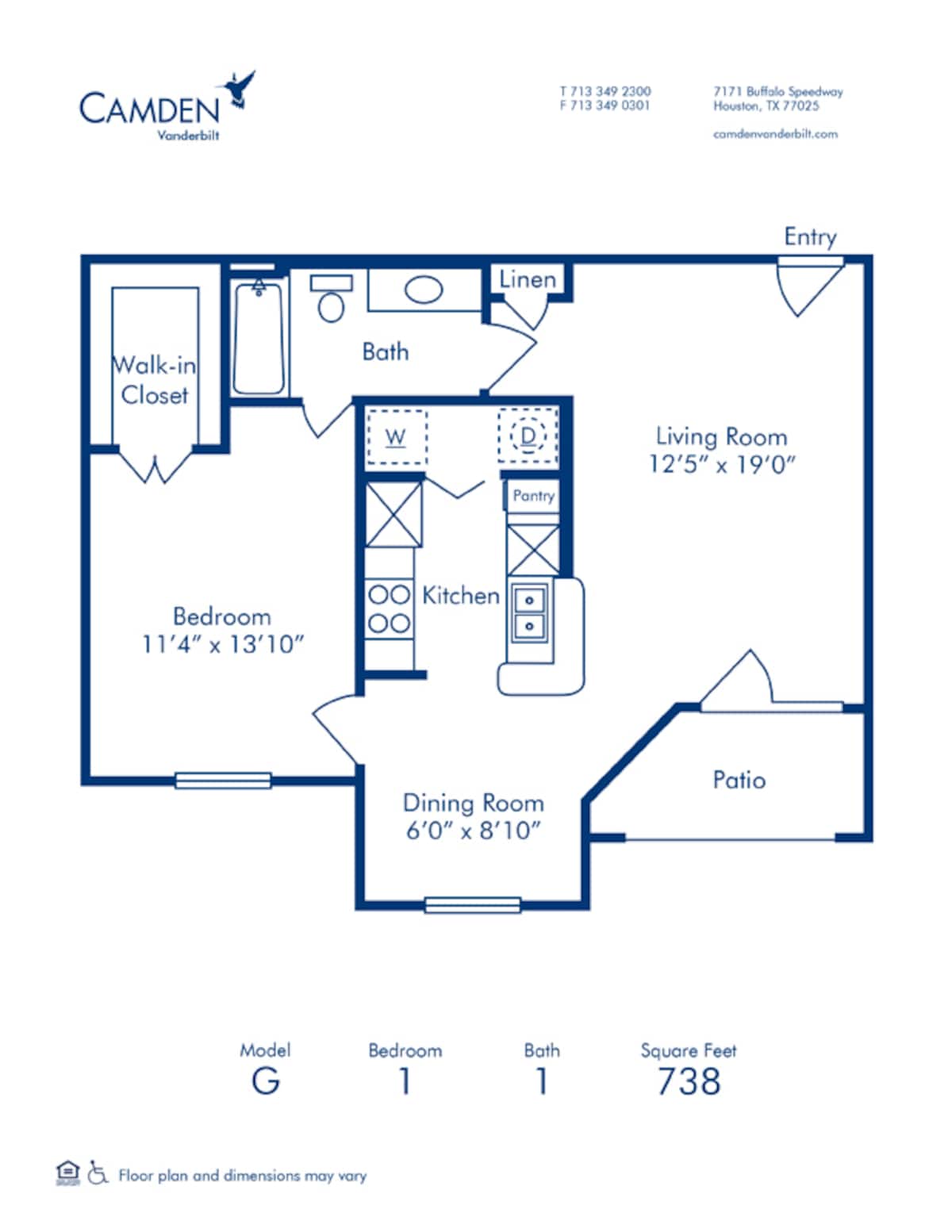 Floorplan diagram for G, showing 1 bedroom