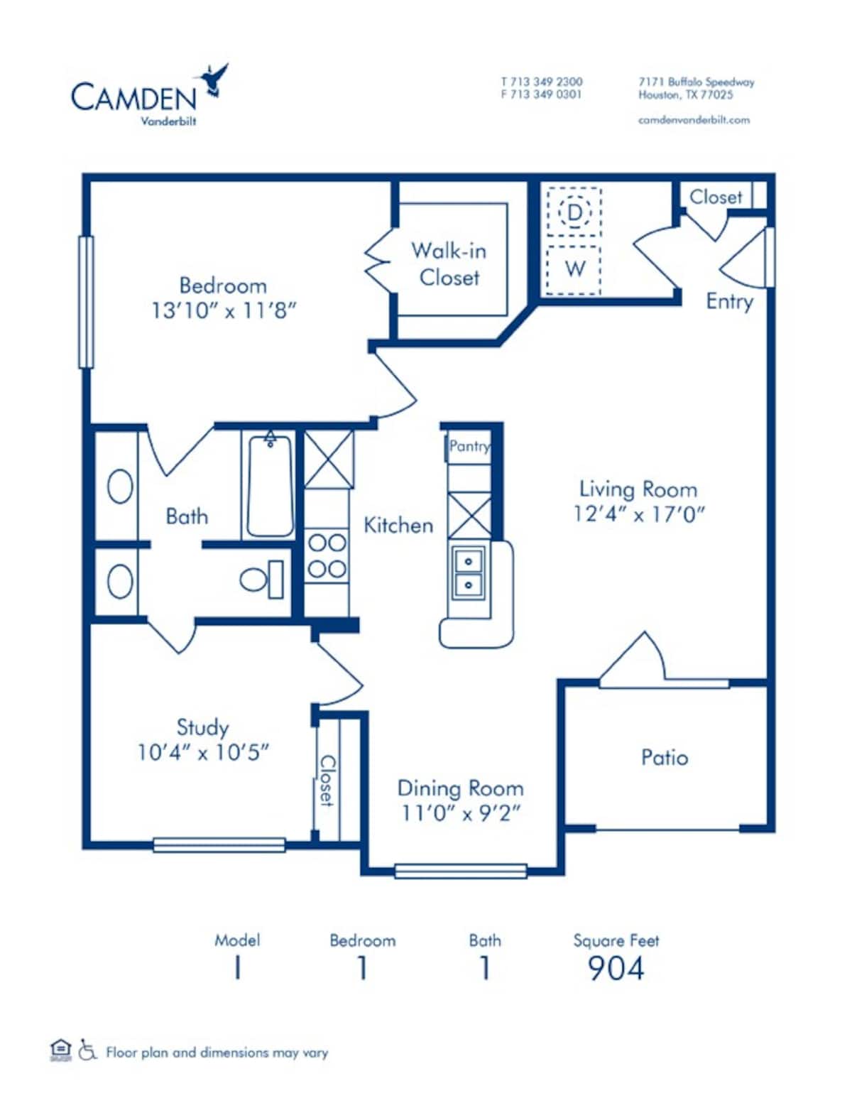 Floorplan diagram for I, showing 1 bedroom