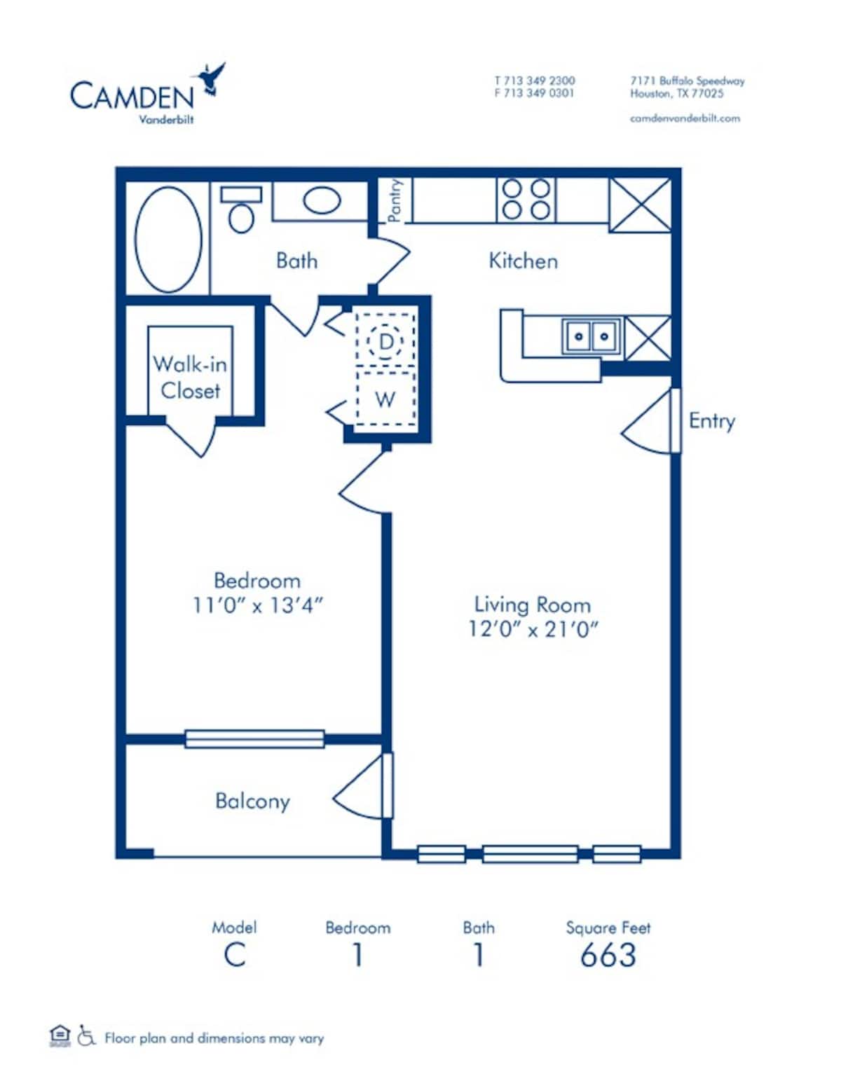 Floorplan diagram for C, showing 1 bedroom