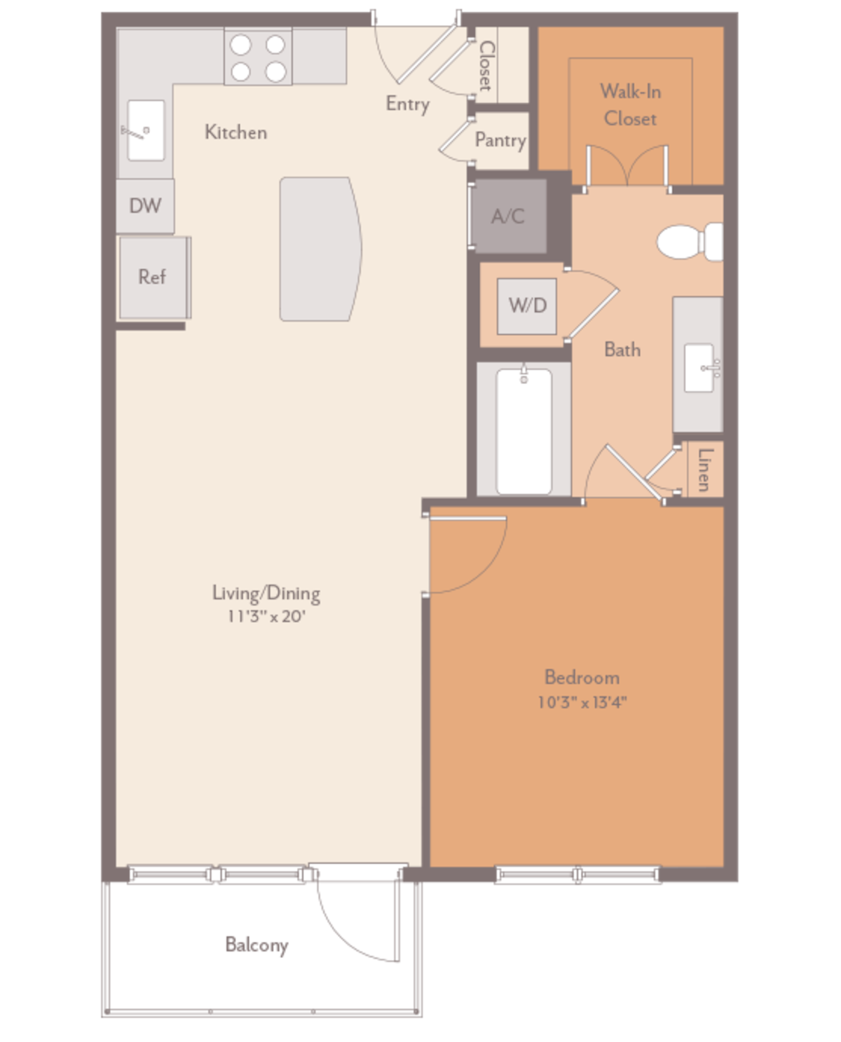 Floorplan diagram for A1, showing 1 bedroom