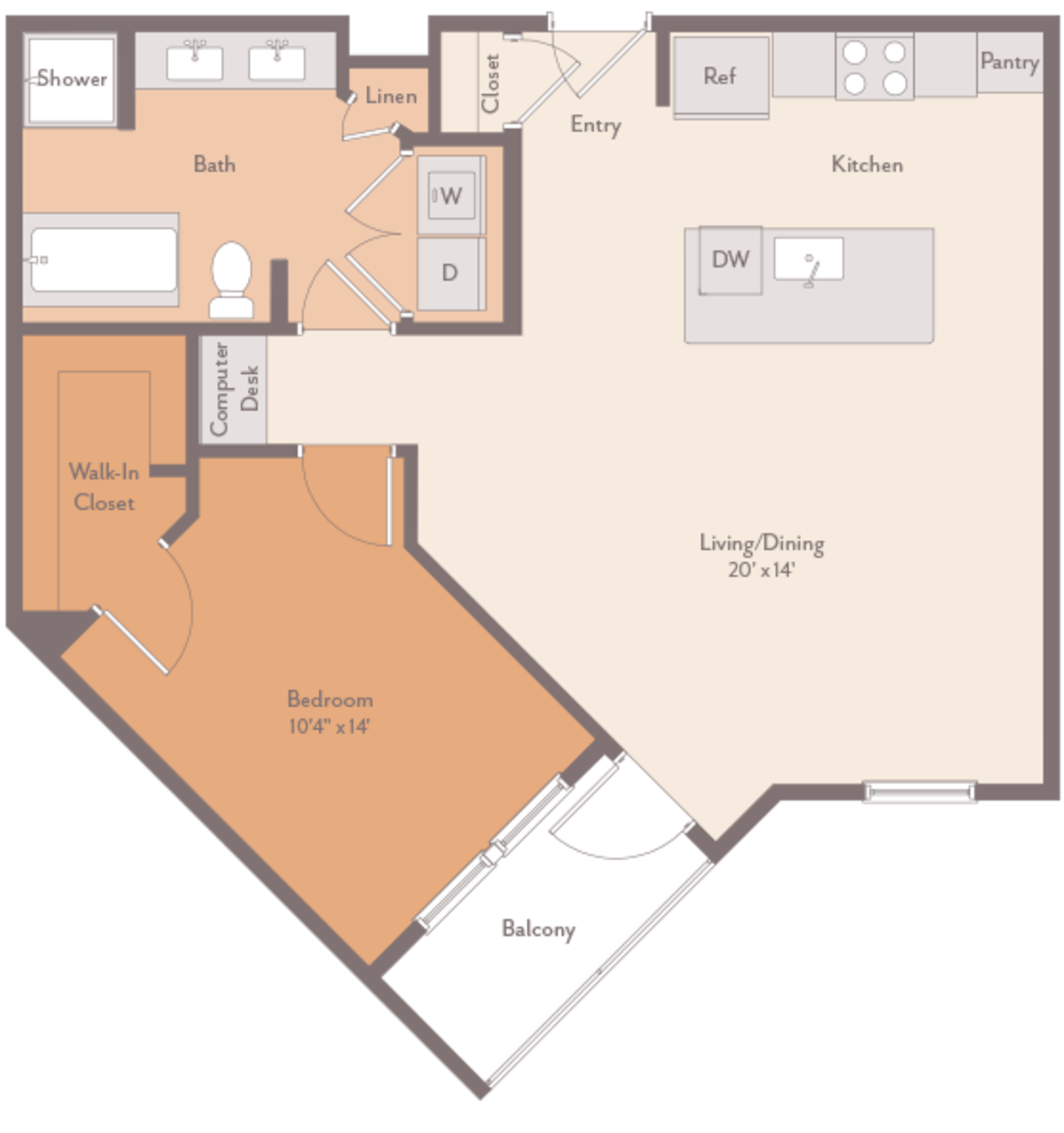 Floorplan diagram for A2, showing 1 bedroom