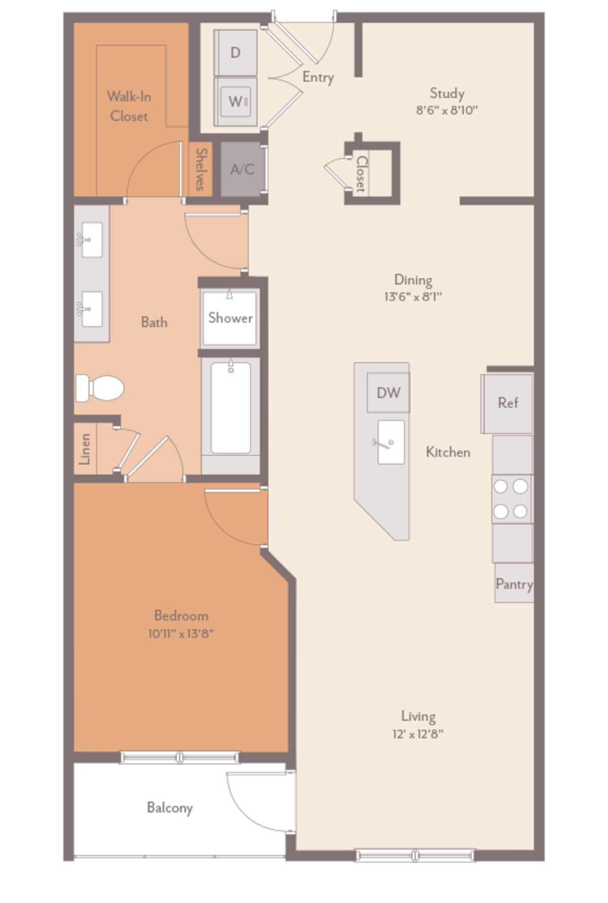 Floorplan diagram for A4, showing 1 bedroom