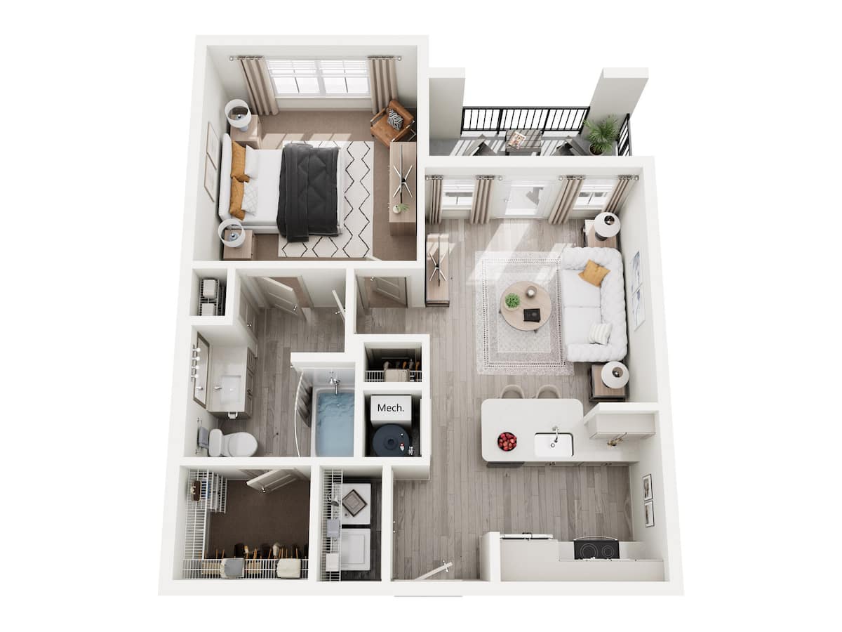 Floorplan diagram for A1 - 1x1, showing 1 bedroom