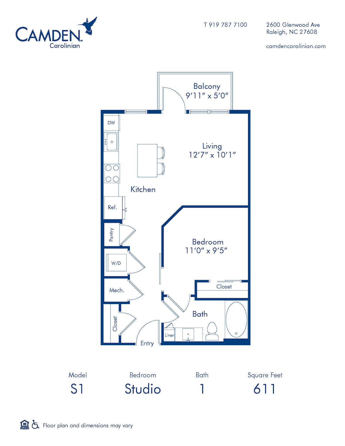 Floorplan diagram for S1, showing Studio