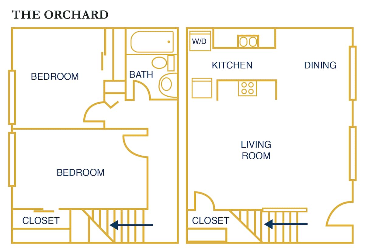 Floorplan diagram for The Orchard, showing 2 bedroom
