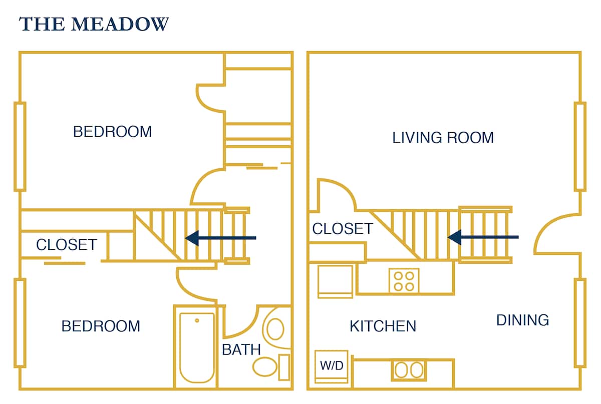 Floorplan diagram for The Meadow, showing 2 bedroom