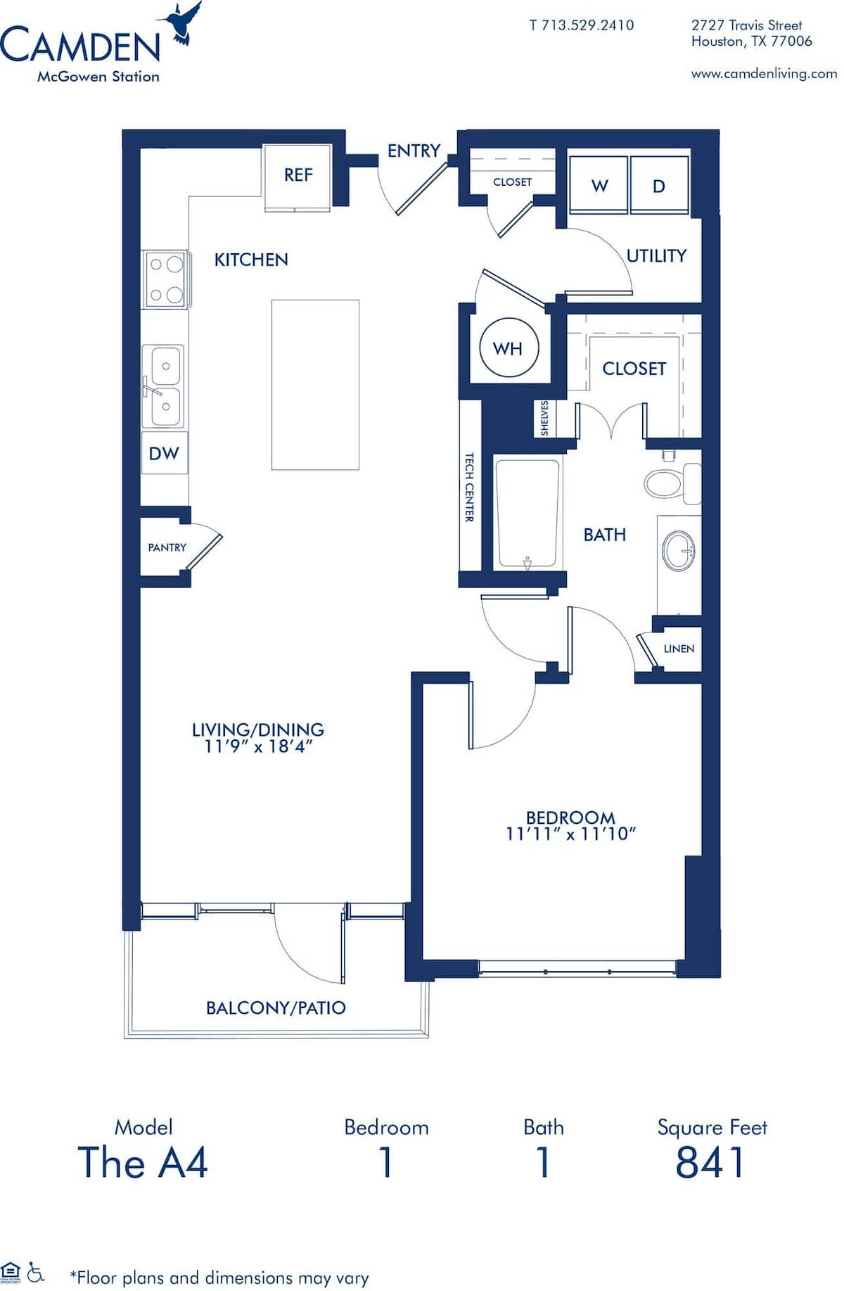 Floorplan diagram for A4, showing 1 bedroom